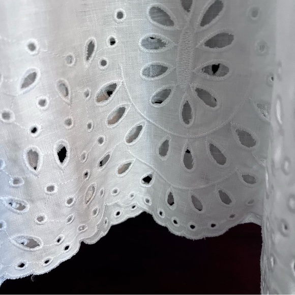 NWOT Talbots 100% Linen Eyelet Sleeveless Midi Dress in White size 10 - Picture 7 of 12